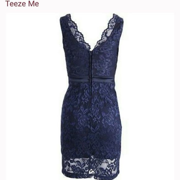 Tweeze Me Navy Blue Lace Mini Dress - Picture 2 of 7